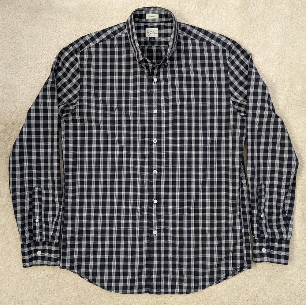J.Crew blue white plaid shirt